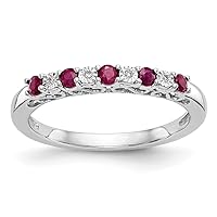 14ct White Gold .01 Weight Carat Diamond and Ruby Band Size N 1/20 Jewelry for Women