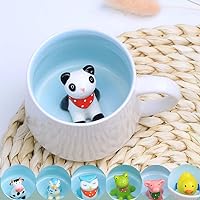 3D Coffee Mug Animal Inside 12 Oz with Baby Panda, Handmade Ceramics Cup,Christmas Birthday Surprise for Friends Family or Kids - Panda