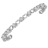 The Diamond Deal Sterling Silver Womens Round Diamond Heart Bracelet 1.00 Cttw