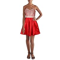Crystal Doll Womens Juniors Rhinestone Mini Fit & Flare Dress Red 13