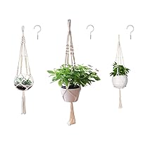 3 Pack Macrame Plant Hanger with 3 Hooks, Different Size Hanging Planters for Indoor Plants Holder,Large 46
