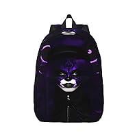 Purple Black Goth Spooky Print Canvas Laptop Backpack Outdoor Casual Travel Bag Daypack Book Bag For Men Women