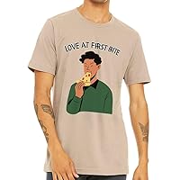 Love at First Bite Short Sleeve T-Shirt - Funny Quote T-Shirt - Pizza Slice Short Sleeve Tee