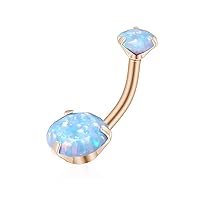 Gabry&jwl Opal Belly Button Rings 14G Surgical Steel Internally Threaded Rose Gold Belly Ring for Women Girls Navel Rings Belly Piercing Jewelry,Opal DIA/Weight 5mm(0.3ct)/8mm(1.0ct)