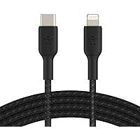 Belkin BoostCharge Nylon Braided USB C to Lightning Cable 3.3ft/1M - MFi Certified 18W Power Delivery iPhone Charger Cord - Apple Charger USB C Cable - Fast Charging for iPhone 14, iPhone 13 - Black