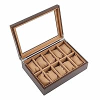 Wood Watch Storage Boxes Case With Window Pewter Veneer Mechanical Watch Display Organizer Holder Gift Cases (Color : C)