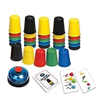 Speed Stacking Cups Set with 24 Challenges Card 30 Stacking Cups and 1 Bell Quick Cups Game Color and Shape Matching Game Speed Stacks for Early Educational Tools Quick Cup Stacking