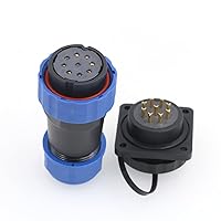 DRRI SD28 7Pin Square Flange Waterproof Circular Aviation Connector IP68 Industrial Threaded Plastic Connector Female Plug Male Socket with Screws for Indoor and Outdoor Applications