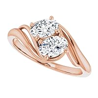 10K Solid Rose Gold Handmade Engagement Ring 2 CT Oval Cut Moissanite Diamond Solitaire Wedding/Bridal Ring for Women/Her, Gorgeous Ring for Her