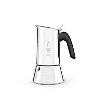 GEESTA Premium Crystal Glass-Top Stovetop Espresso Moka Pot - 4 / 6/ 9 Cups  Stainless Steel Coffee Maker- 240ml/8.5oz/6 cup (espresso cup=40ml)
