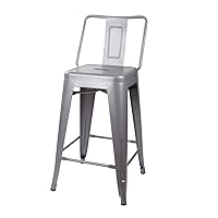 GIA 24-Inch Counter Height Middle Back Metal Stool Chair, Gray