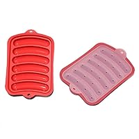 Baby Silicone Sausage Mold Making Steaming Ham and Hot Dog Complementary Food Baking Mold 1813.8cm/Ear red (Two Packs)