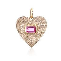 Beautiful Heart Diamond Pink Sapphire 925 Sterling Silver Charm Pendant,Designer Heart Silver Diamond Pink Saphire Charm Pendant,Handmade Pendant Jewelry,Gift