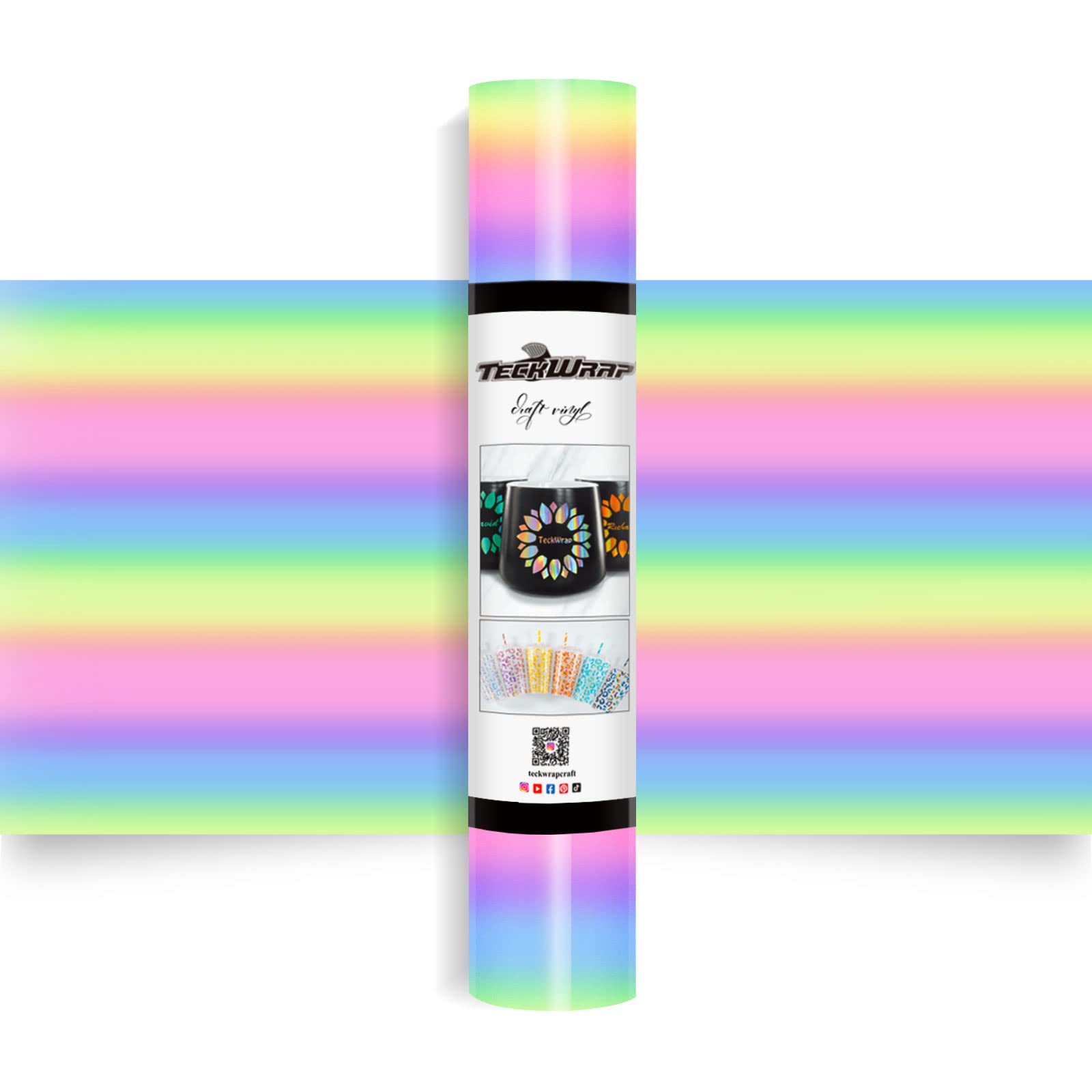 TECKWRAP Holographic Vinyl Glossy Candy Color Adhesive Vinyl for Craft Cutter 12