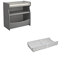 2-in-1 Changing Table & Storage Unit, Grey and Waterproof Baby and Infant Diaper Changing Pad, Beautyrest Platinum, White