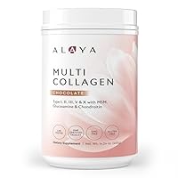 Alaya Multi Collagen Powder - Type I, II, III, V, X Hydrolyzed Collagen Peptides Protein Powder Supplement with MSM + GC (Chocolate)