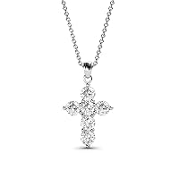 Natural Diamond Cross Pendant (SI2-I1, G-H) 0.42 ctw 14K Gold. Included 18 inches Gold Chain.