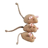 Pet Chew Toy - 3Pcs Pet Cat Kitten Playing Plush Simulation Rat Mouse Scratch Bite Chewing Toy for Small and Medium Dog Coffee