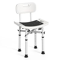 Shower Chair with Back, Cross-Brace Support, 500lbs, Tool-Free Assembly, Height Adjustable Bathtub Chair for Elderly, Shower Stool Fit for Standard Bathtub and Small Barthtub