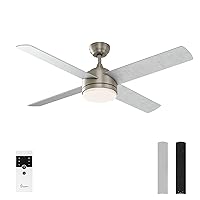 warmiplanet Ceiling Fan with LED Light and Remote Control, Brushed Motor, 52-Inch (4-Blades)