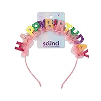 Scunci by Conair Birthday headband- Birthday girl head band- Birthday gifts for women or girls - Bright colors w/ tulle - 1 Count