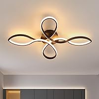 45W Modern Ceiling Lights,Dimmable LED Flush Mount Ceiling Lamp with Remote Control,Black Flower Shape Ceiling Light Fixture for Living Room Dining Room Bedroom