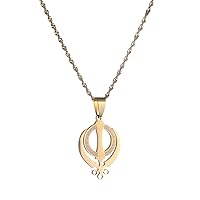Stainless Steel Sikhism Necklace Pendant Sikh Khanda Jewelry Gold Color Sikhs Necklaces India