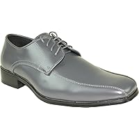 VANGELO Men Tuxedo Shoe TUX-5 Square Toe for Wedding, School Uniform and Formal Event Iron Grey