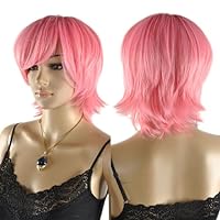 Women's Short Pale Pink Straight Cosplay Costume Heat Resistant Ful wig