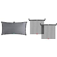 Munchkin® Brica® Magnetic Stretch to Fit™ Sun Shade, Black, 1 Pack & Brica® Sun Safety™ Car Window Roller Shade with White Hot® Heat Alert, 2 Pack, Black