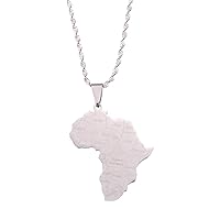Stainless Steel Map of Africa Country Pendant Necklace Men Women Hip Hop African Jewelry