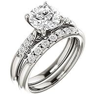 JEWELERYN 3 CT Moissanite Round Engagement Ring, Wedding Ring Bridal Set in Sterling Silver, Jewelry Gift for Women, Prong Set VVS1 Colorless Modern Wedding Ring Set, Perfect For Christmas Gift