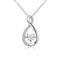 Sterling Silver Dancing Heart Infinity Necklace Made with AAA Cubic Zirconia