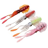 Fishing Soft Lure Squid Artificial SimulationOctopus Fishing Lures for Bass Pike Trout 4PCS, Fishing Soft Lure Squid