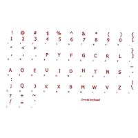 Dvorak Simplified with Red Letters Keyboard Stickers Transparent for Computers Laptops Desktop Keyboards