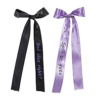 Olivia Rodrigo 2PCS Silky Satin Hair Bows Hair Clip SPILL UR GUTS Purple Black Summer Hair Ribbon Holder Accessories for Women Girls