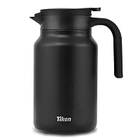 51 Oz Thermal Coffee Carafes For Keeping Hot, Double Wall Stainless Steel Insulated Coffee Carafe, 1.5 Liter Beverage Pitcher (Matte Black)