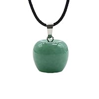 Lepidolite 3D Apple Shape Pendant Necklace with 45 cm Black Cord for Women Girls Crystal Apples Choker Jewelry