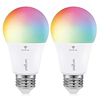 Smart Bulb, Color Changing Smart Bulbs Work with Alexa & Google Assistant, WiFi Light Bulbs No Hub Required A19 RGB Multicolor LED Light Bulb 60W Equivalent 800LM, 2 Pack