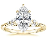 ERAA Jewel 3 CT Marquise Colorless Moissanite Engagement Ring, Wedding Bridal Ring Set, Eternity Silver Solid 10K 14K 18K Gold Diamond Solitaire Prong Set Anniversary Promise Gifts for Her