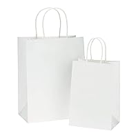 BagDream 5Inch Small and 8Inch Medium Gift Bags Each 100Pcs Paper Gift Bags White