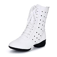 HIPPOSEUS Women's High Top Breathable Soft Modern Dance Shoes Jazz Boots Dance Sneakers with Split Sole