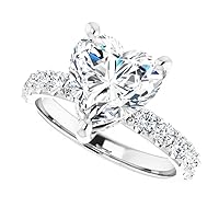 JEWELERYIUM 3 CT Heart Cut Colorless Moissanite Engagement Ring, Wedding/Bridal Ring Set, Solitaire Halo Style, 10K Solid White Gold Vintage Antique Anniversary Promise Ring Gifts for Her