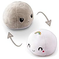 TeeTurtle - The Original Reversible Ball Plushie - Storm + Rainbow - Cute Sensory Fidget Stuffed Animals That Show Your Mood