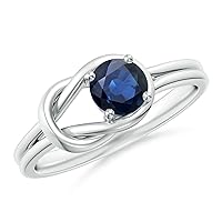 Blue Sapphire Round 5.00mm Cross Marge Shank Ring | Sterling Silver 925 | Woman's And Girls Brithday, Thankyou, Promise Band