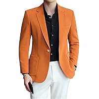 Spring Orange Blazers for Men Slim Fit Groom Wedding Suit Jacket Classic Plus Size Casual Suit Jacket
