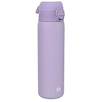 ION8 Vacuum Insulated Steel Water Bottle, 500 ml/18 oz, Leak Proof, Easy to Open,Secure Lock, Dishwasher Safe, Fits Cup Holders, Carry Handle, Scratch Resistant, Durable Stainless Steel, Light Purple