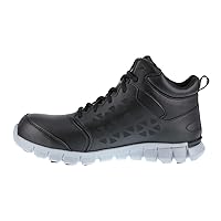Reebok Work Mens Sublite Cushion Mid Waterproof Composite Toe Eh Work Safety Shoes Casual - Black