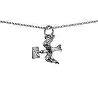 British Jewellery Workshops Silver 16x15mm solid Mail Pigeon Pendant with a 1mm wide curb Chain