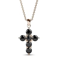 Black Diamond Cross Pendant 0.99 ctw 14K Gold. Included 18 inches 14K Gold Chain.